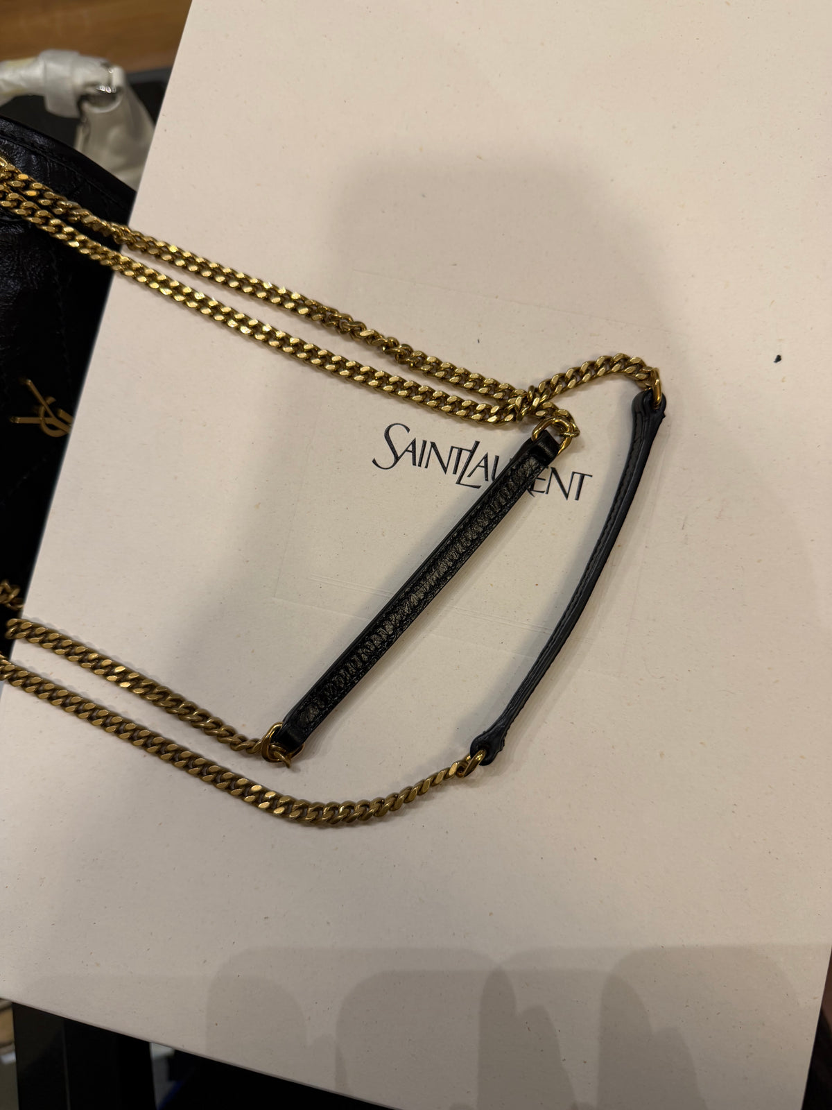 Saint Laurent Crinkled Leather Niki Mini - Black