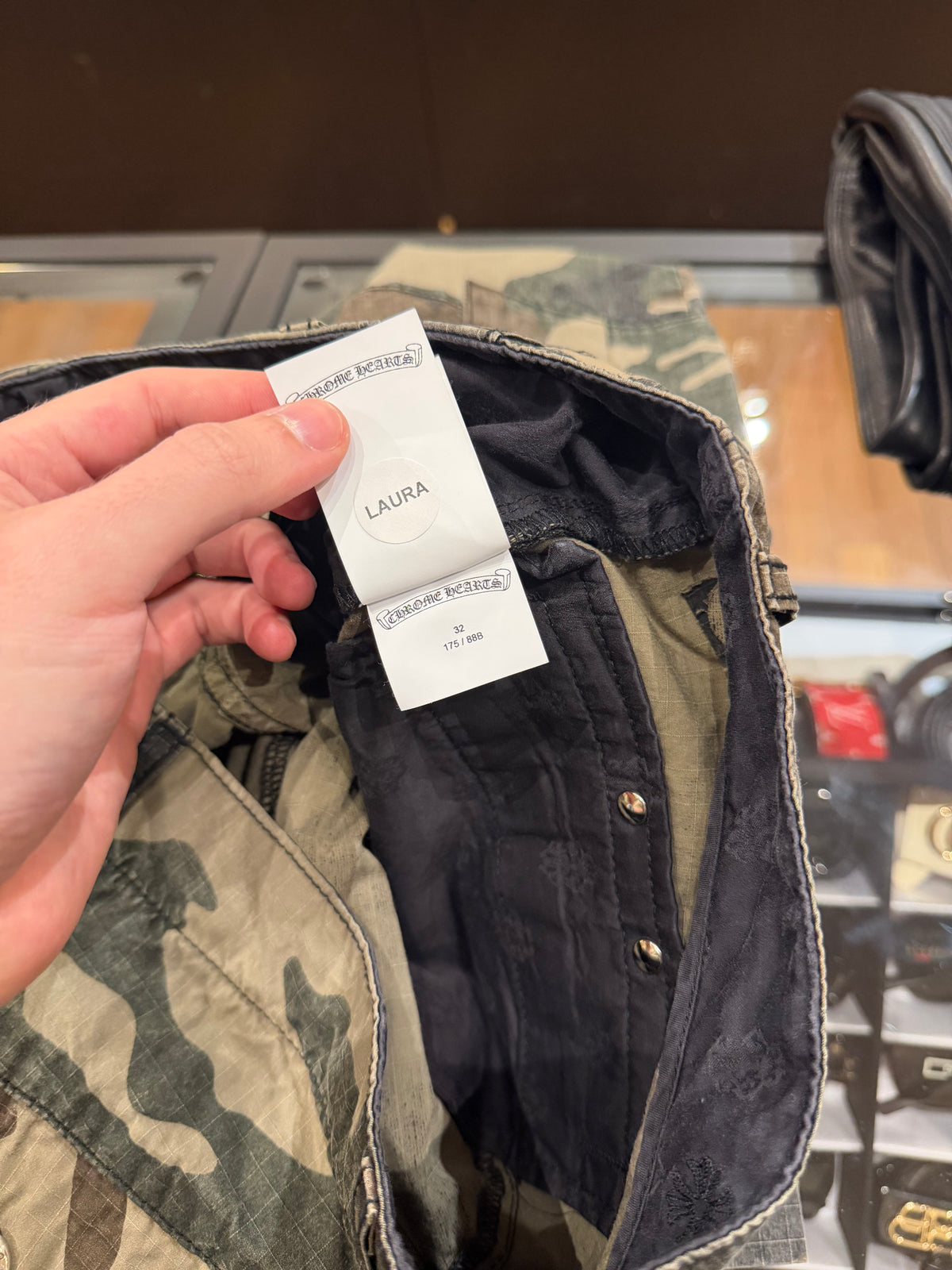 Chrome Hearts ‘Devil Dog’ Camo Cargo Fatigue Pants W/ Cross Patch
