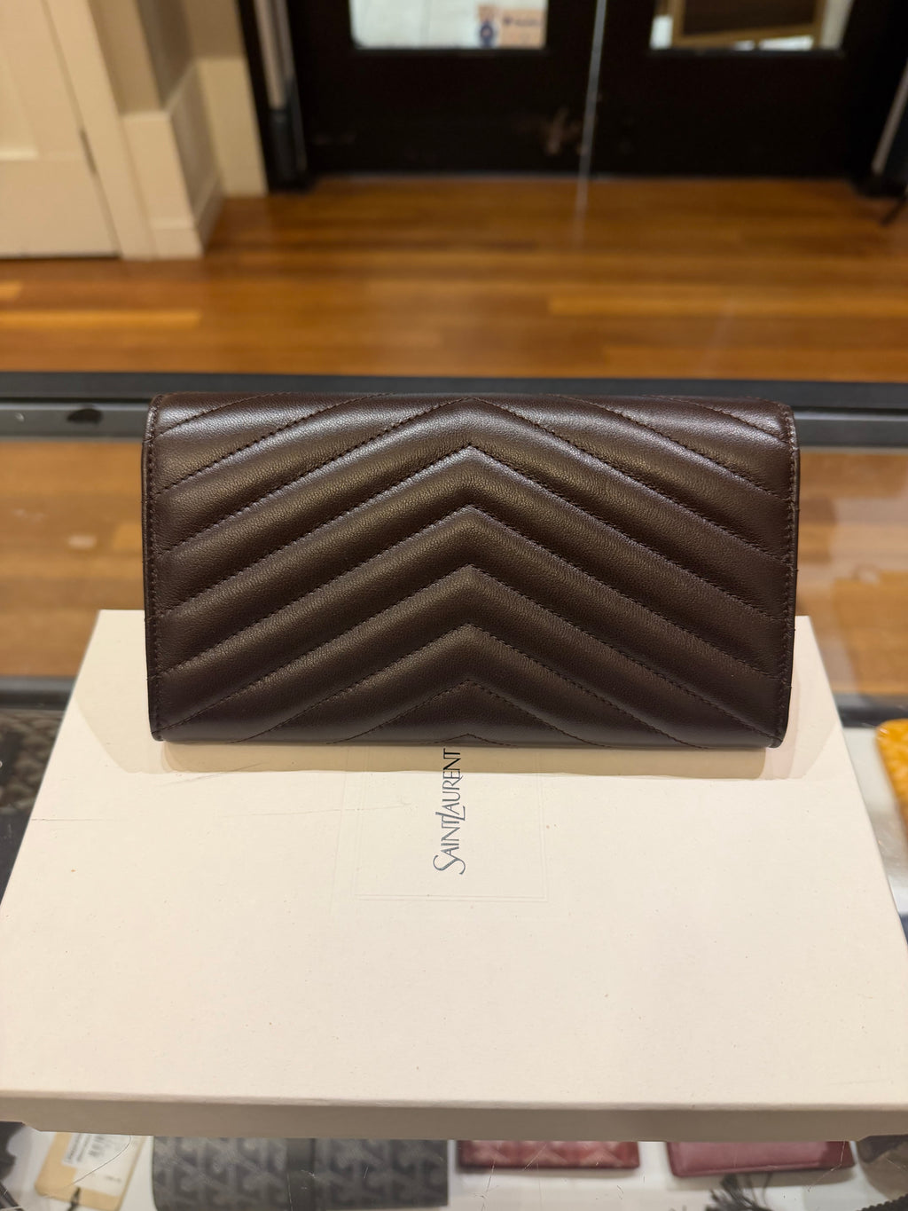 Saint Laurent Cassandre Large Flap Wallet - Brown Lambskin