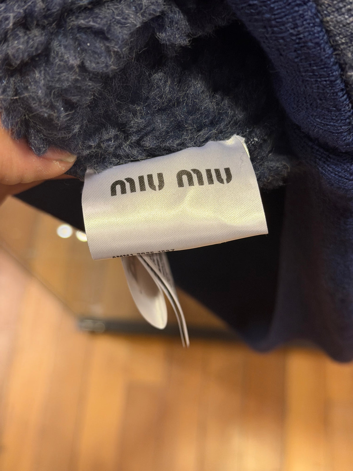 Miu Miu Fleece Sherpa Lined Vest - Navy