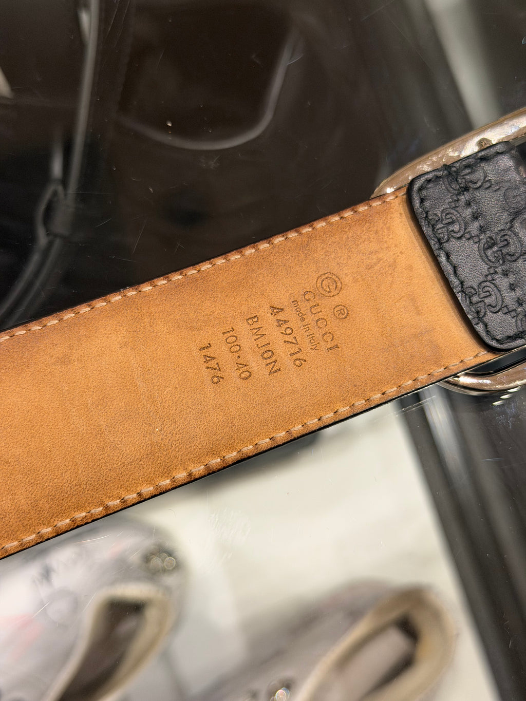 Gucci GG Supreme Microguccissima Signature Leather Belt Black