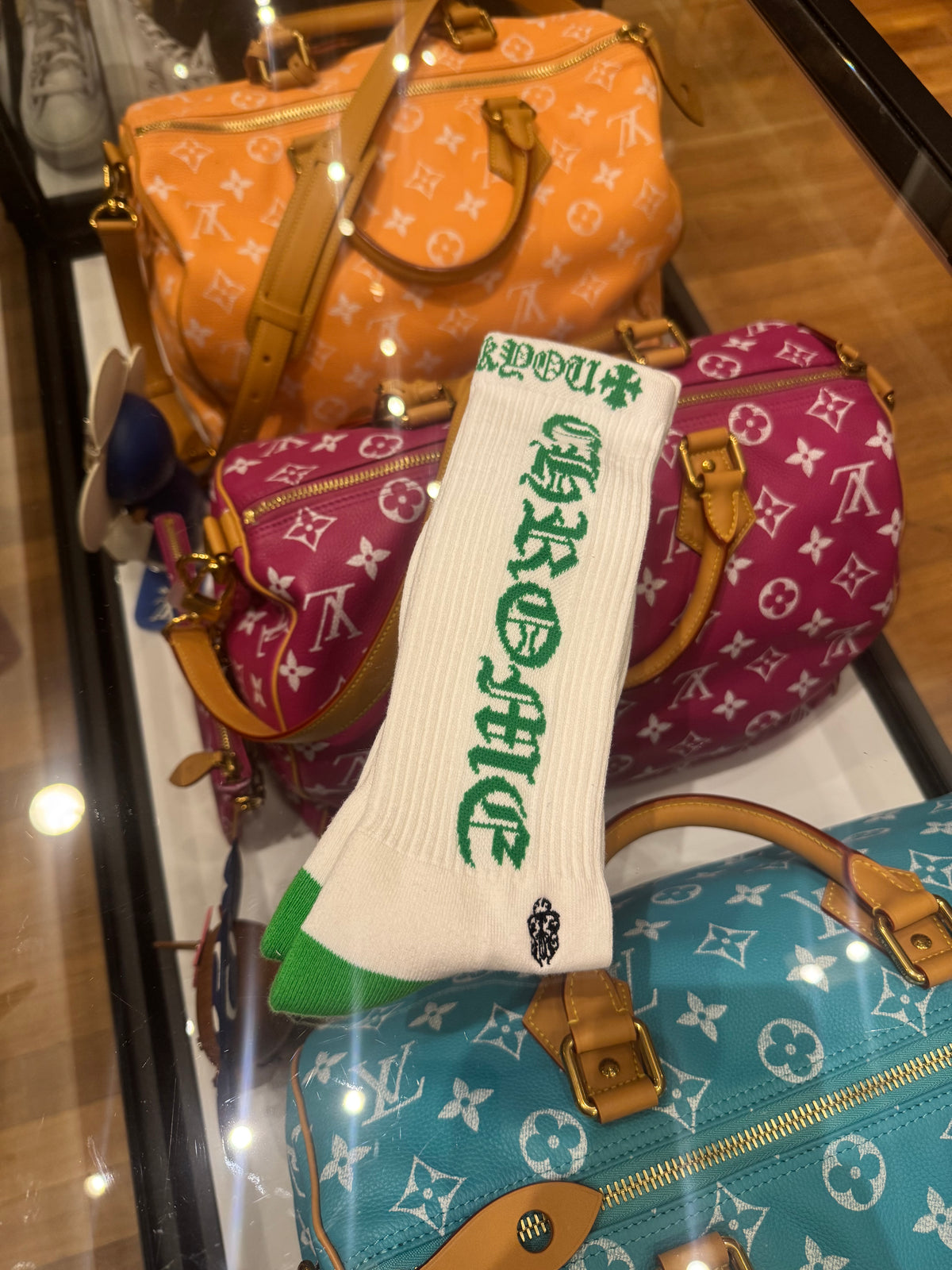 Chrome Hearts Socks - White/Green (M)