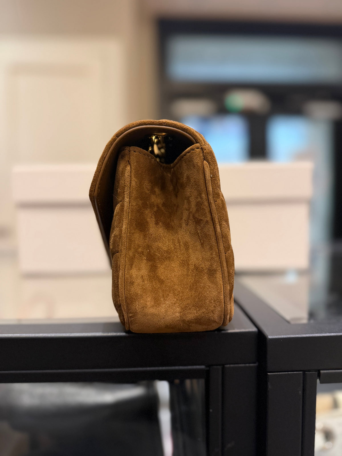 Saint Laurent LouLou Suede Medium Quilted Shoulder Bag