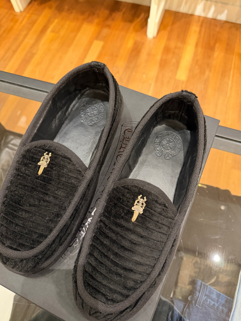 Chrome Hearts Corduroy Dagger Slipper - Black