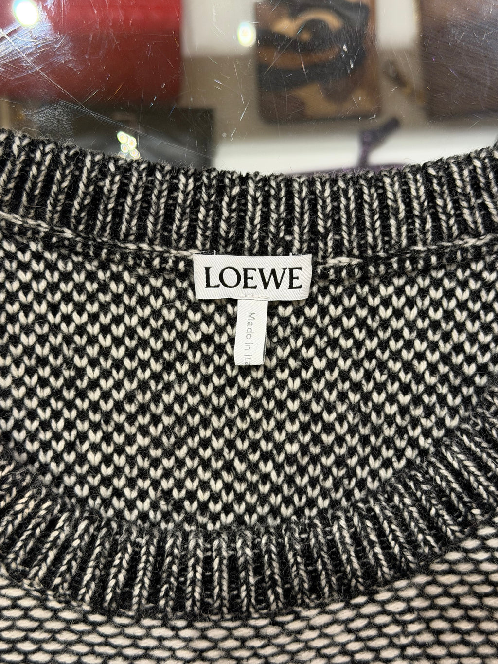 Loewe Anagram Mouline Sweater - White/Black