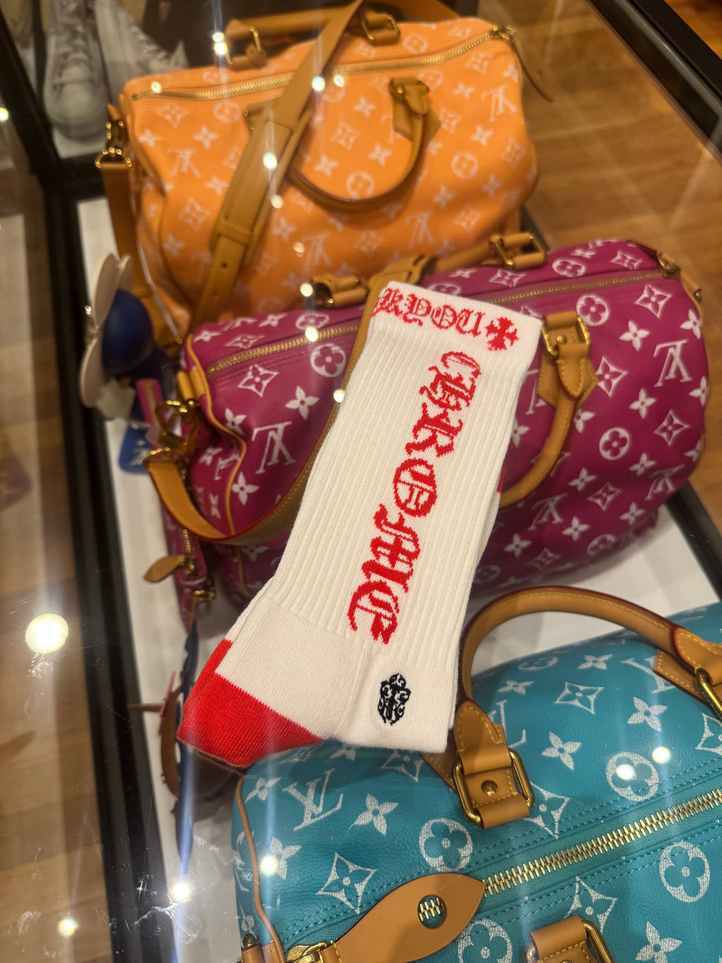 Chrome Hearts Socks - White/Red (M)