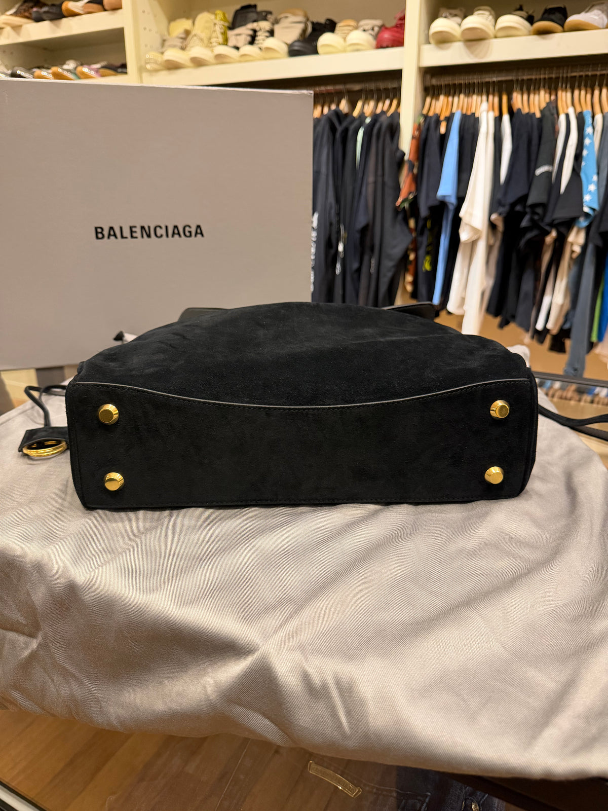 Balenciaga Rodeo Bag Black Suede - Medium