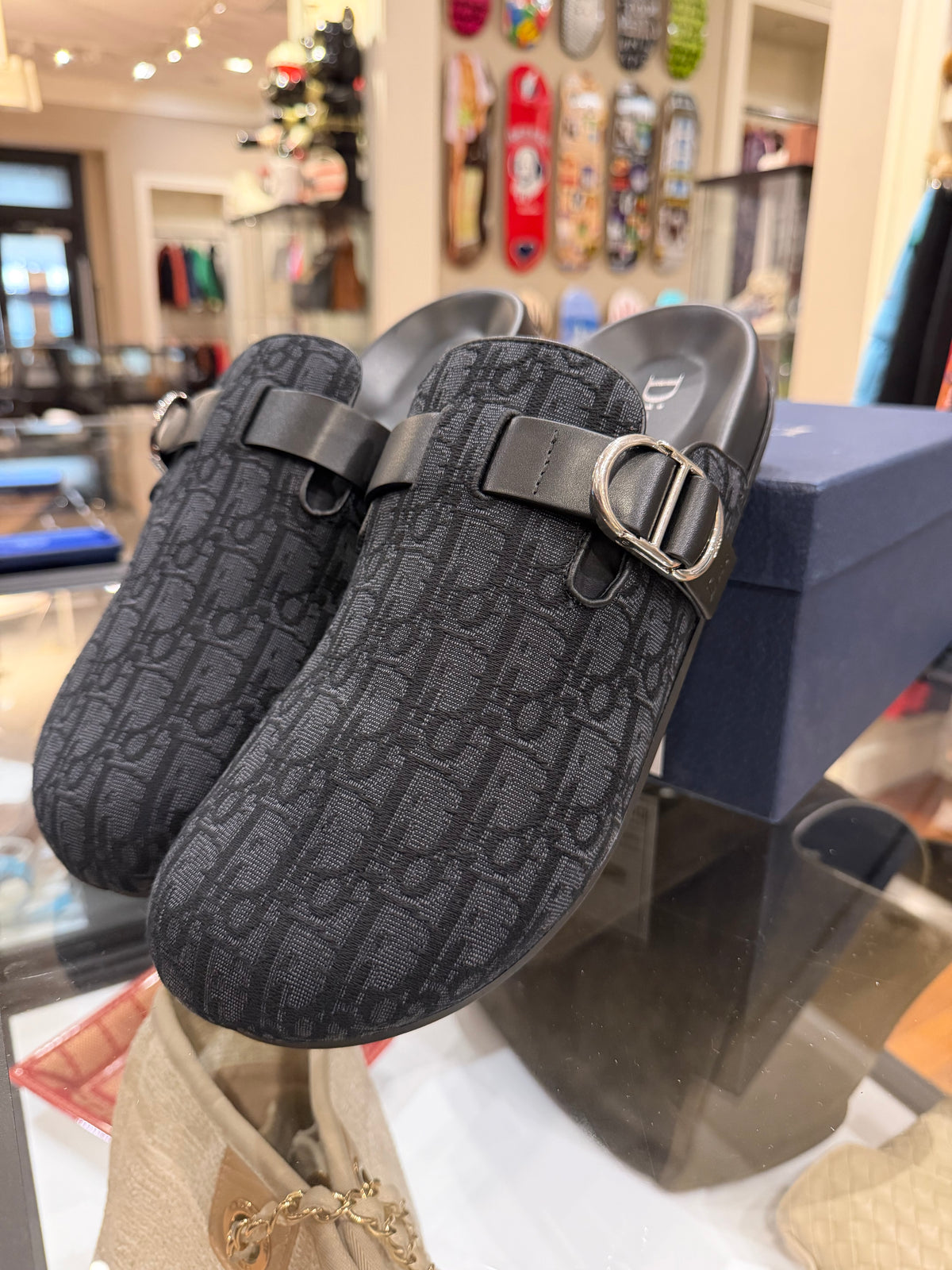 Dior Aqua Mule - Black Oblique Jaquard