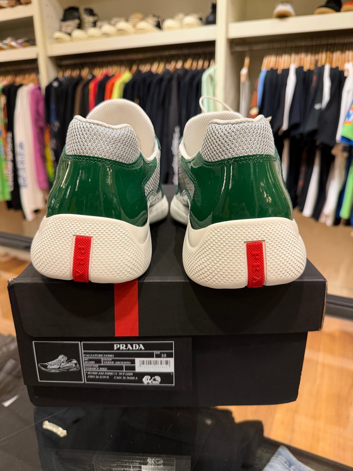Prada Americas Cup Patent Leather - Green & Silver