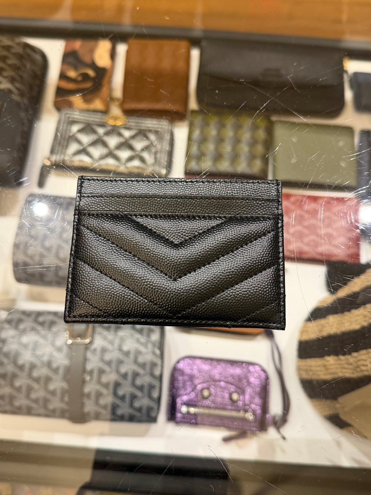 Saint Laurent Leather Cardholder - Black w Silver