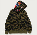 BAPE 1st Camo Shark Full Zip Hoodie - Green