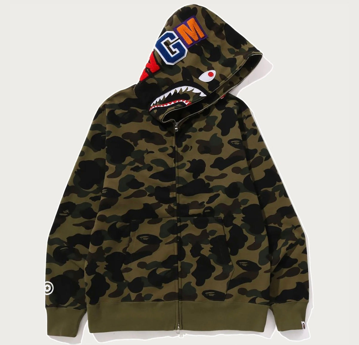 BAPE 1st Camo Shark Full Zip Hoodie - Green