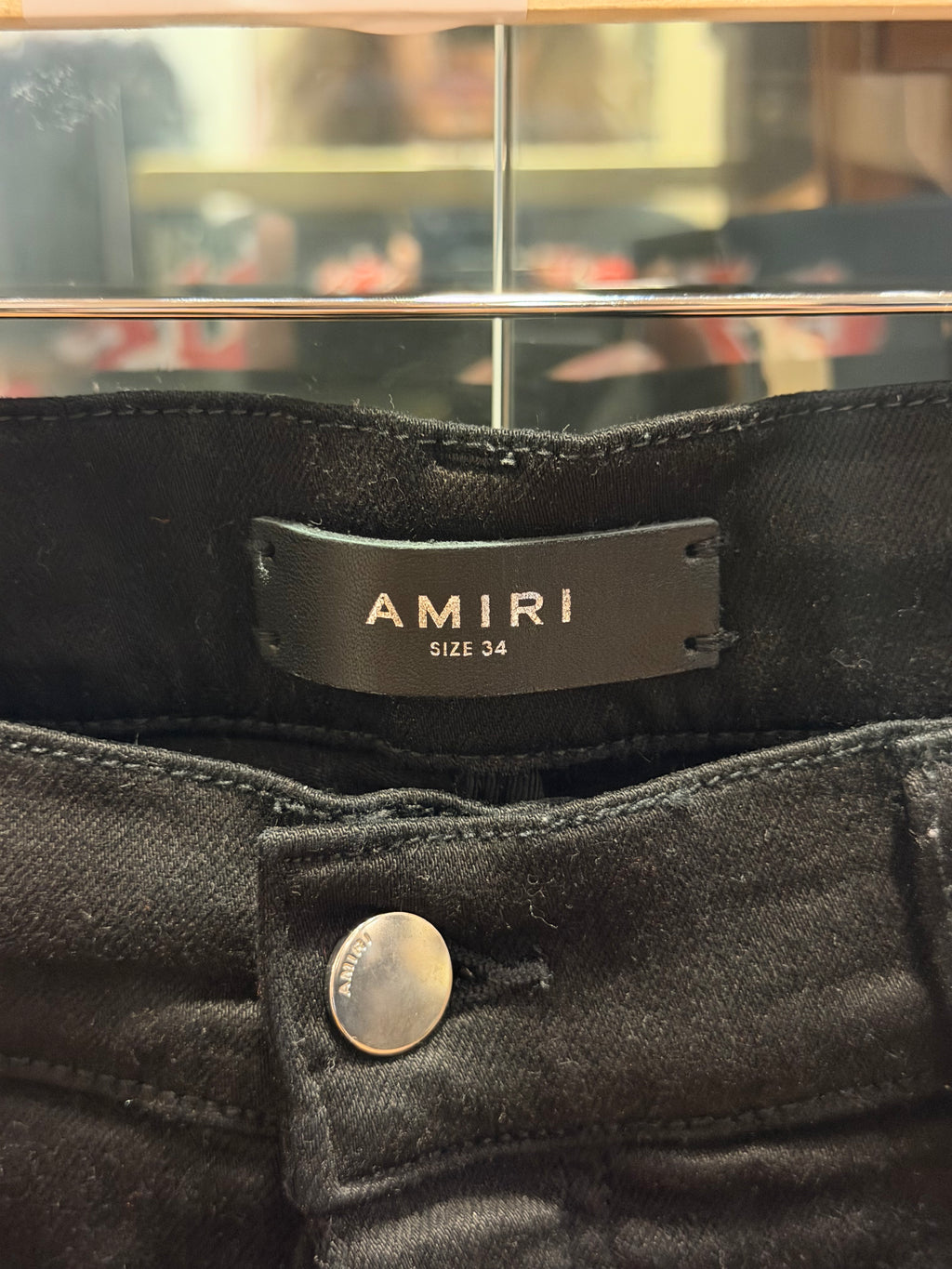 Amiri MX1 Distressed Skinny Jeans - Black/Black Patches
