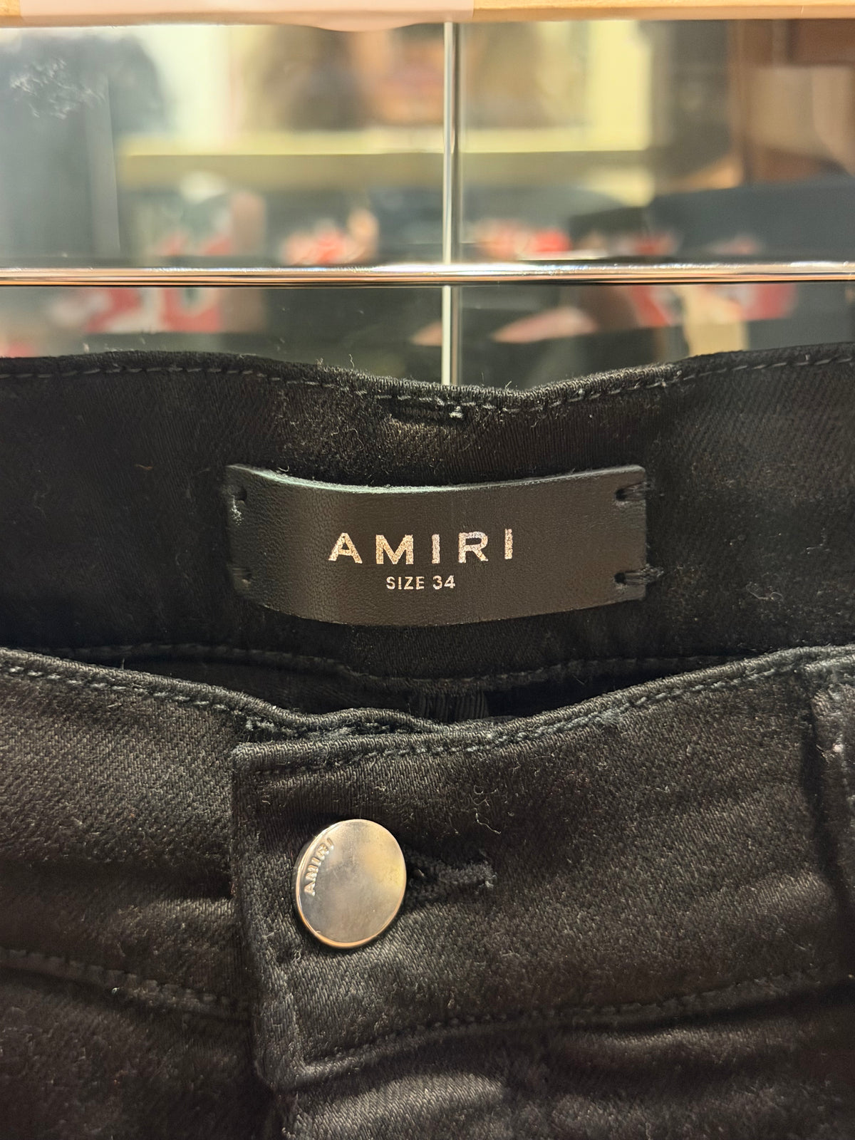 Amiri MX1 Distressed Skinny Jeans - Black/Black Patches