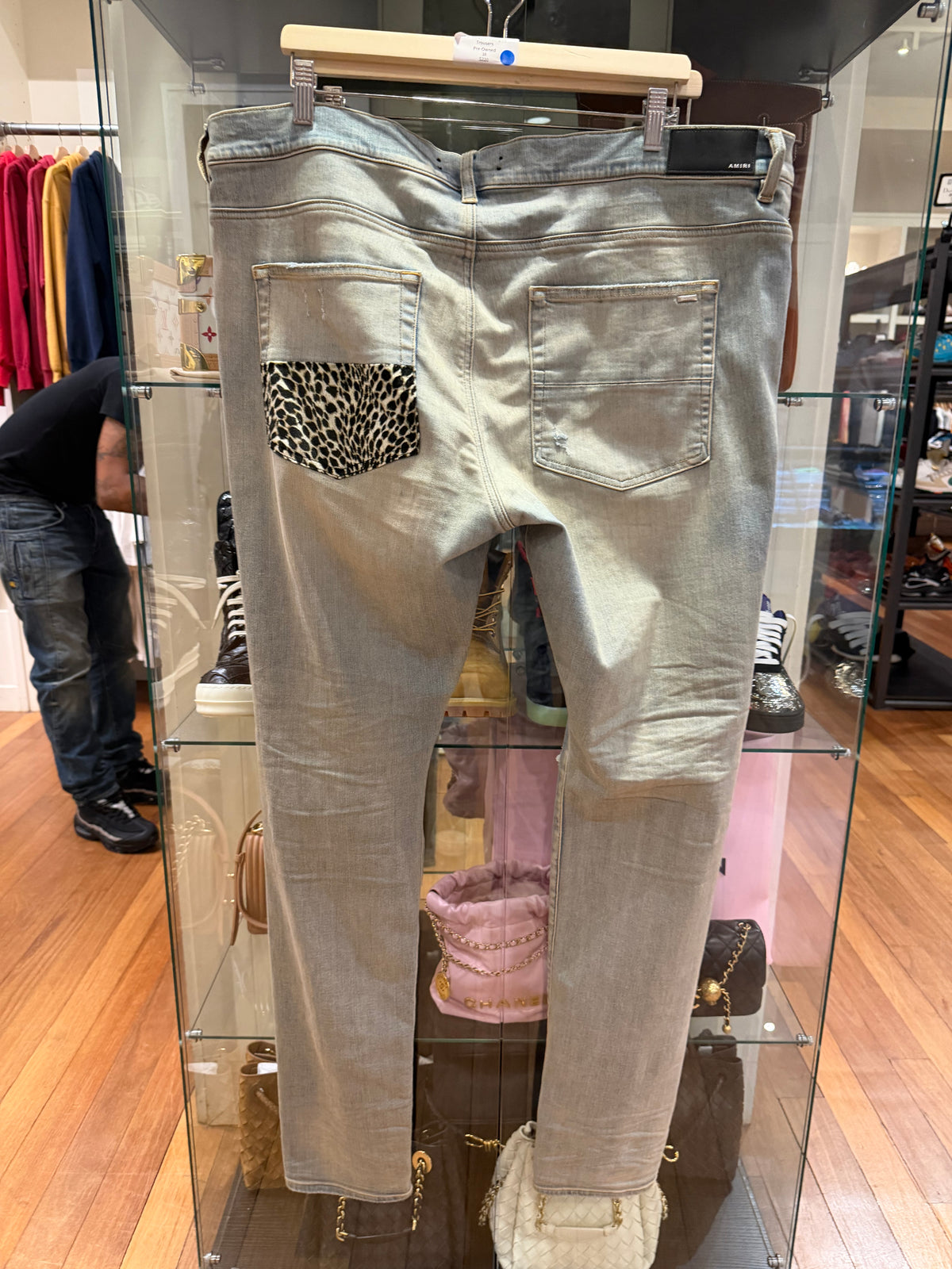 Amiri MX1 Leopard Velour Patch Denim Jeans