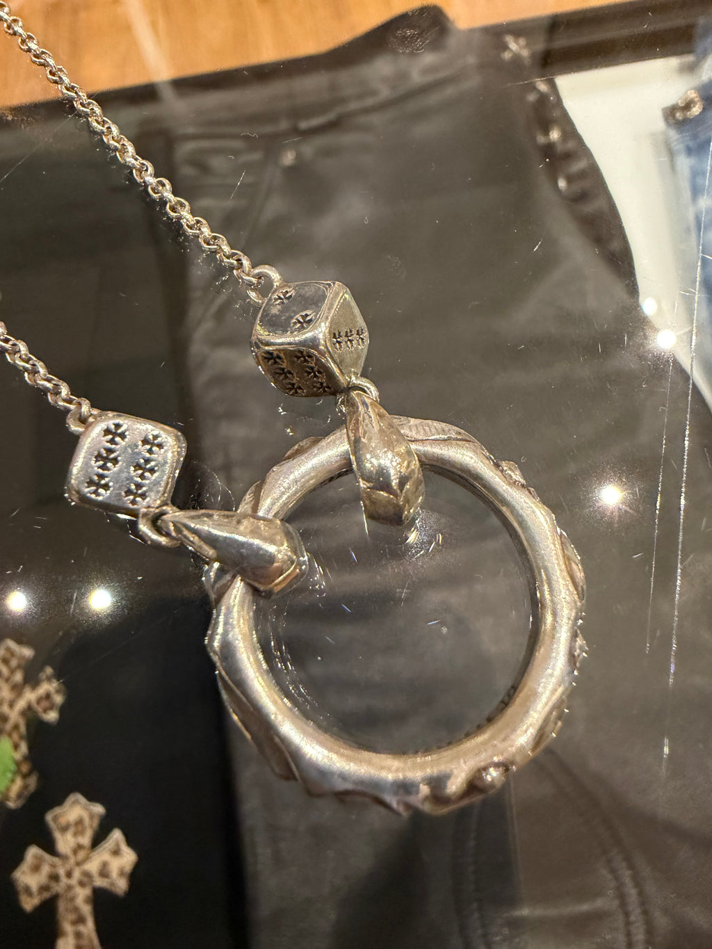 Chrome Hearts Vegas Exclusive Dice Necklace Eyewear Loop - Silver