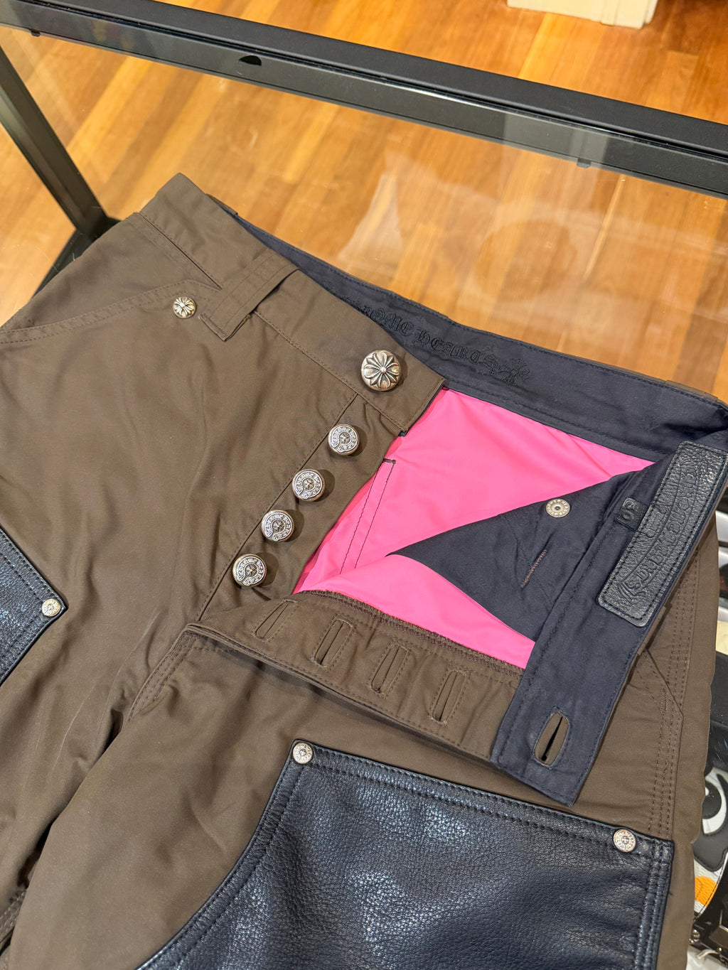 Chrome Hearts Nylon Leather Double Knee Carpenter Pants - Brown