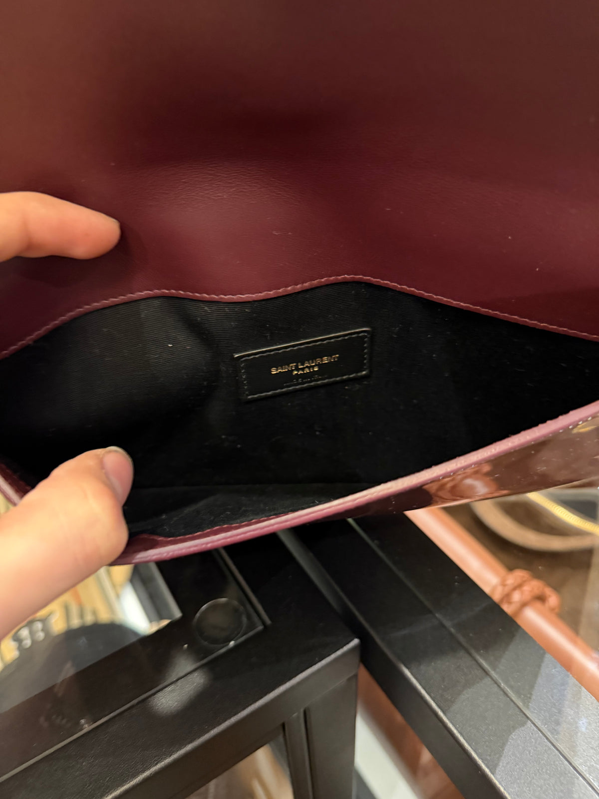 Saint Laurent Patent Leather Uptown Pouch - Red
