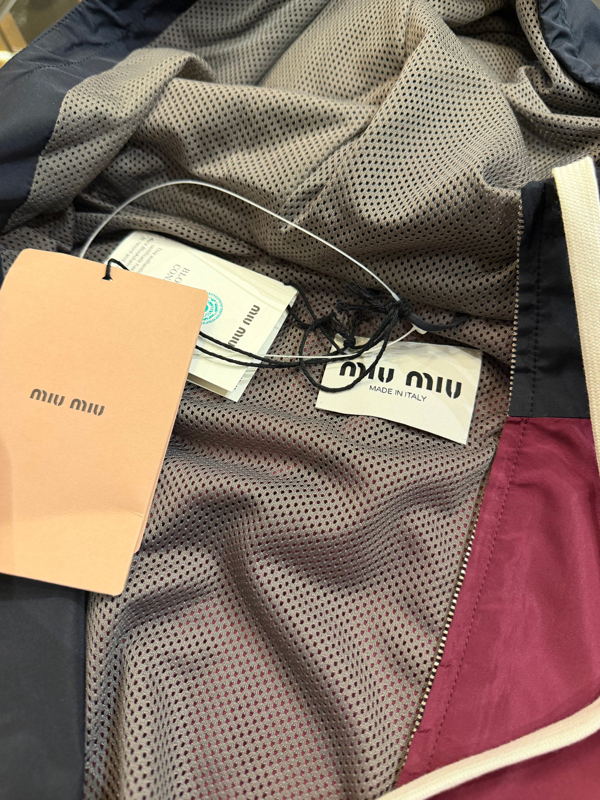 Miu Miu Colorblock Zip Up
Windbreaker - Black/Burgundy