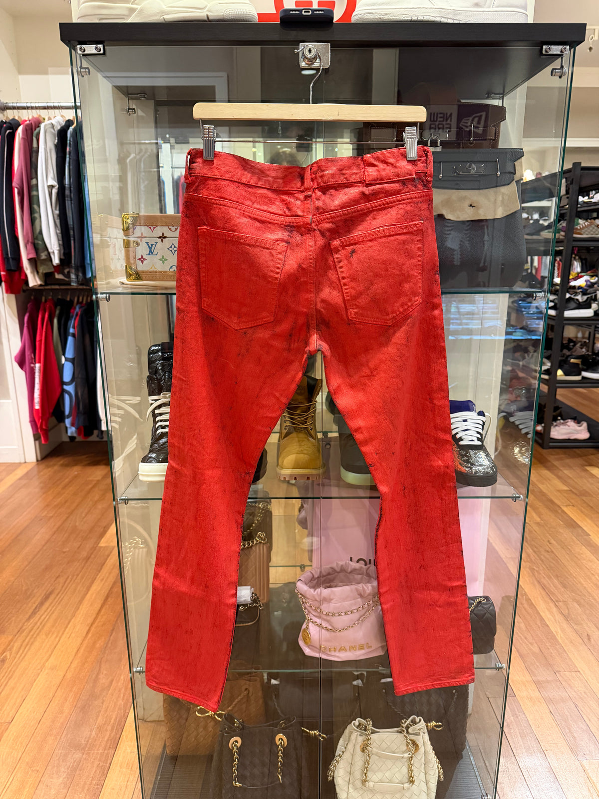 H&M x Maison Margiela Red Painted Slim Jeans