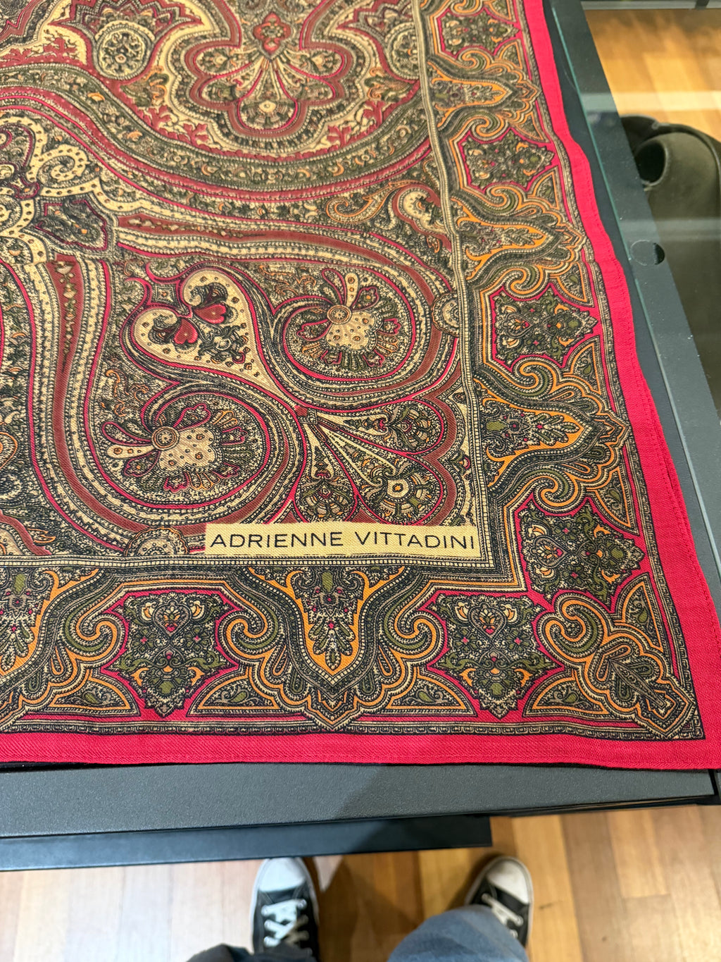 Adrienne Vittadini Vintage Brown Paisley Silk Scarf Japan Approx. 11 X 50