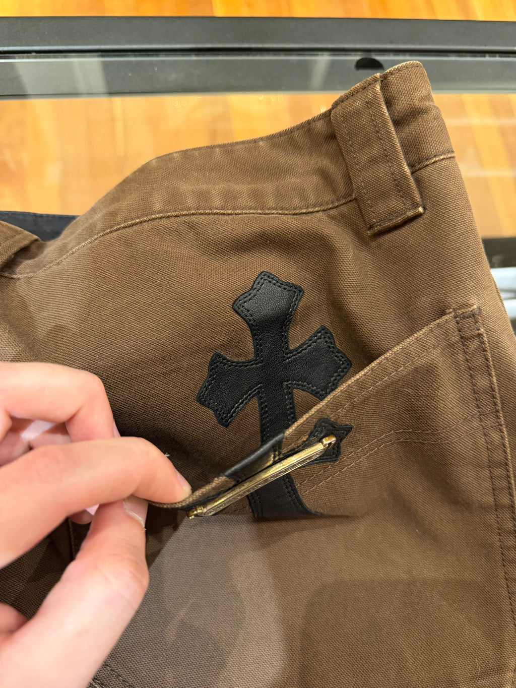 Chrome Hearts Brown Double Knee Carpenter Pants W/ Patches