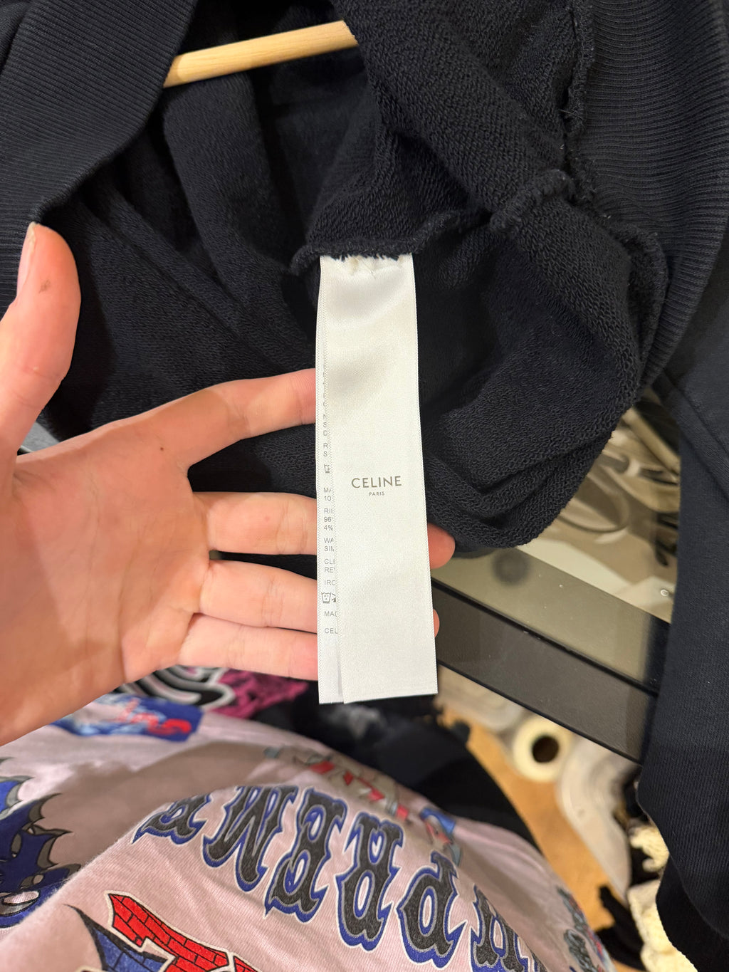 Celine Wide Lace Loose Hoodie - Black
