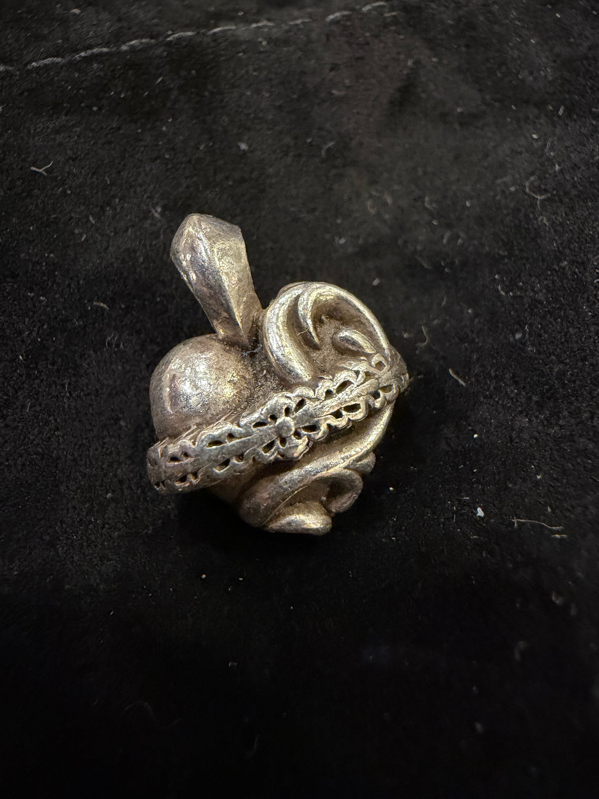 Chrome Hearts Floral Heart Orbit Pendant - Silver