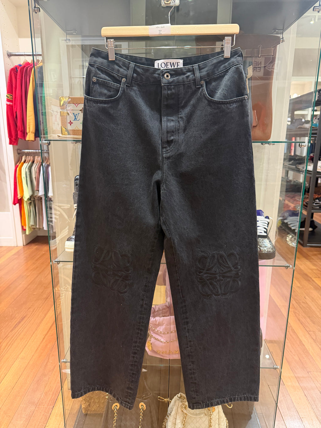 Loewe Anagram Baggy Denim Jeans - Black