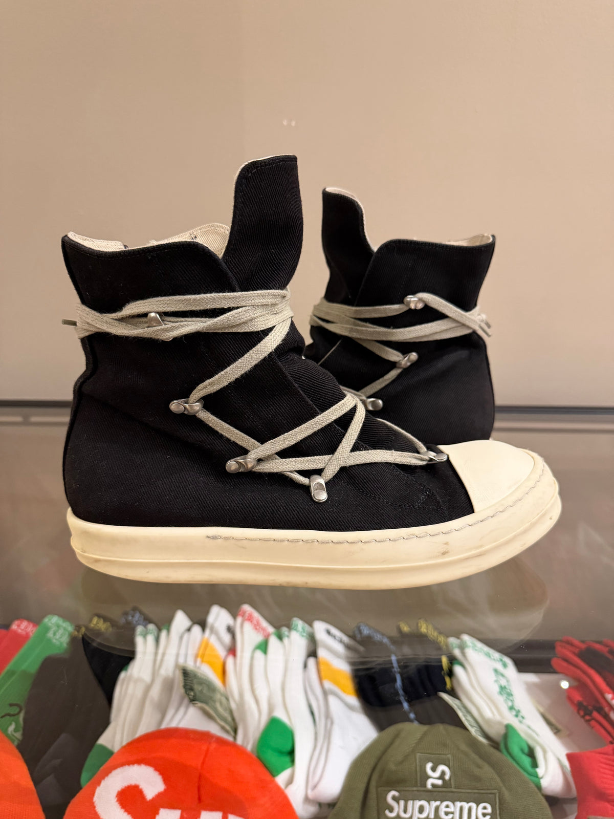 Rick Owens Hexagram Canvas Sneaker  - Black