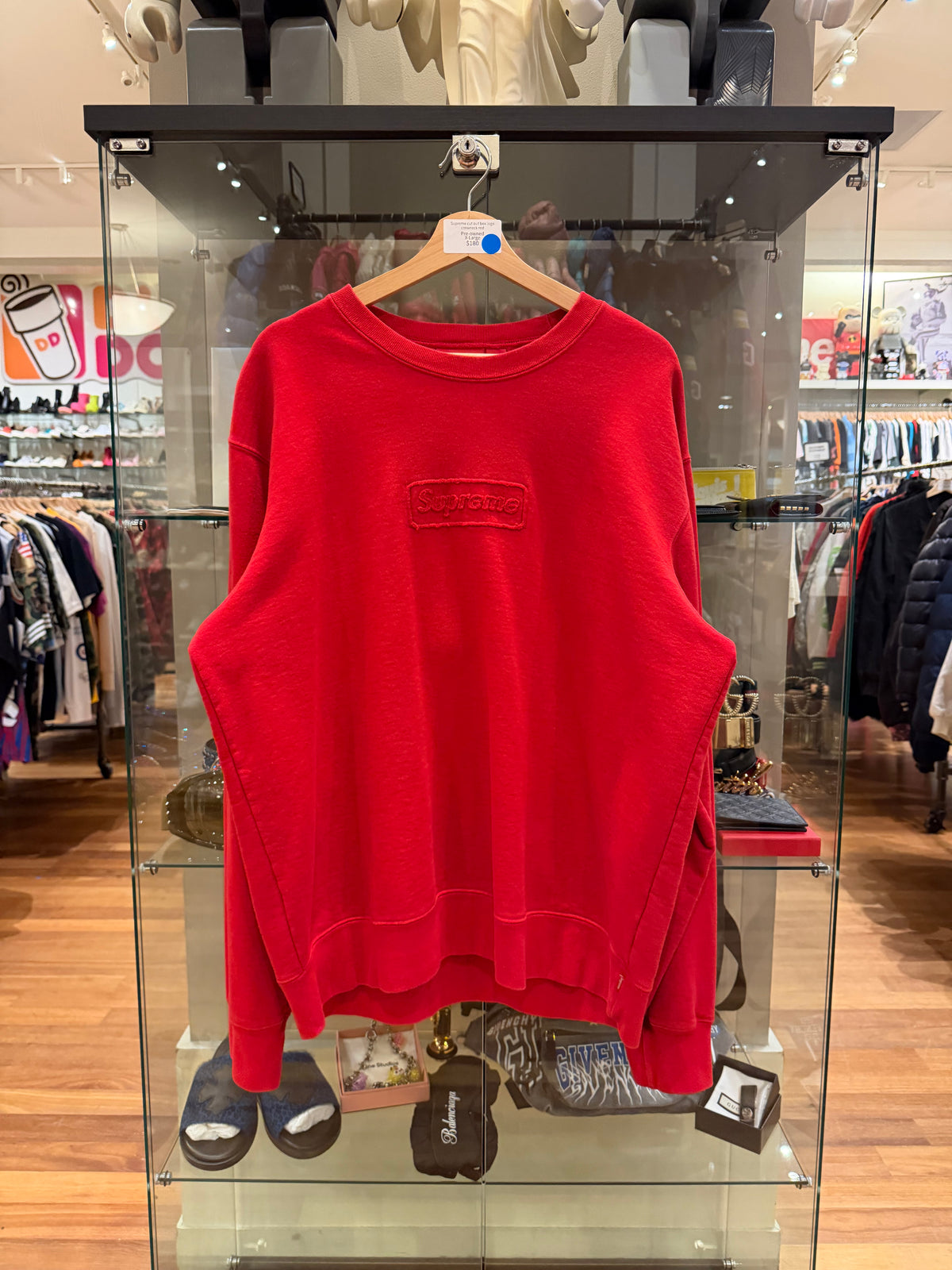 Supreme Cut Out Box Logo Crewneck - Red