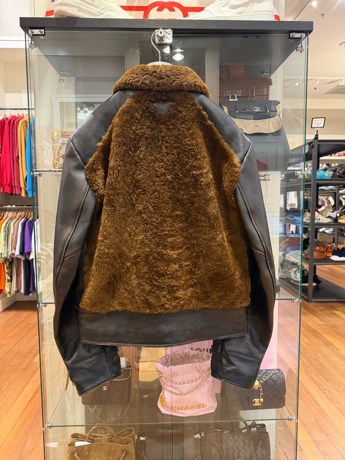 Prada Shearling & Leather Belted Jacket