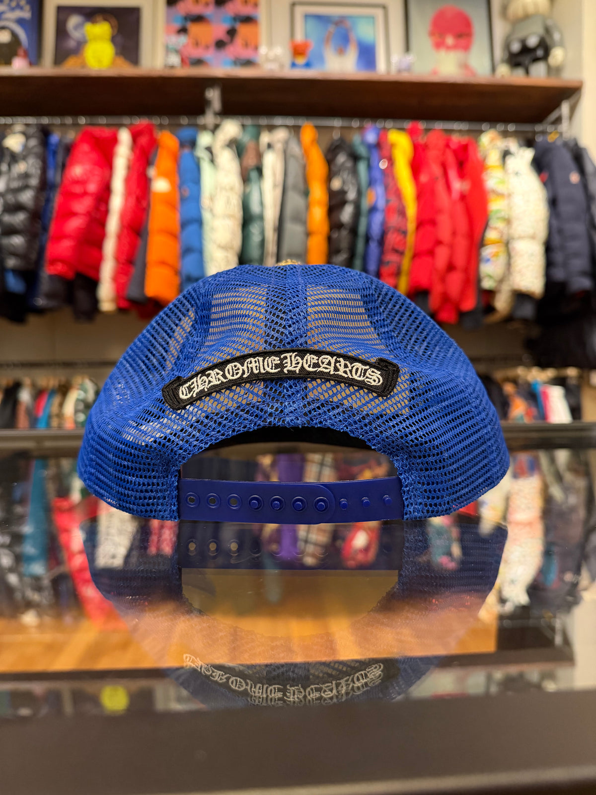 Chrome Hearts Eyechart Trucker Hat - Blue/White