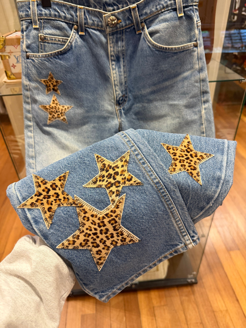 Chrome Hearts Levis Leopard Star Patch Jeans - Blue
