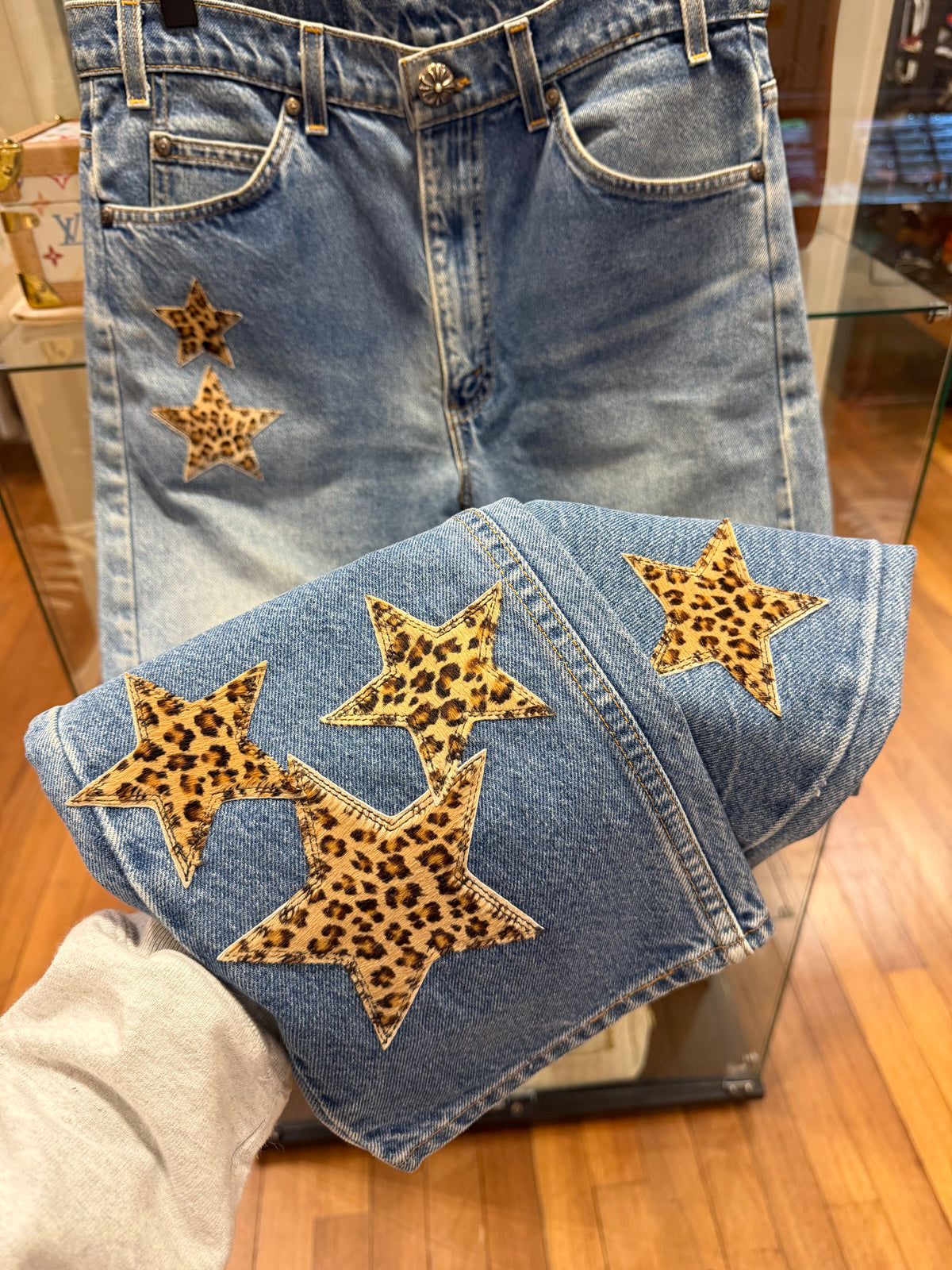 Chrome Hearts Levis Leopard Star Patch Jeans - Blue