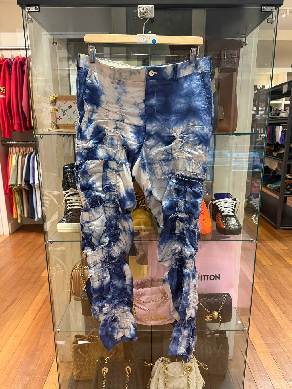 CDG Homme Plus Ruched Tie
Dye Trousers