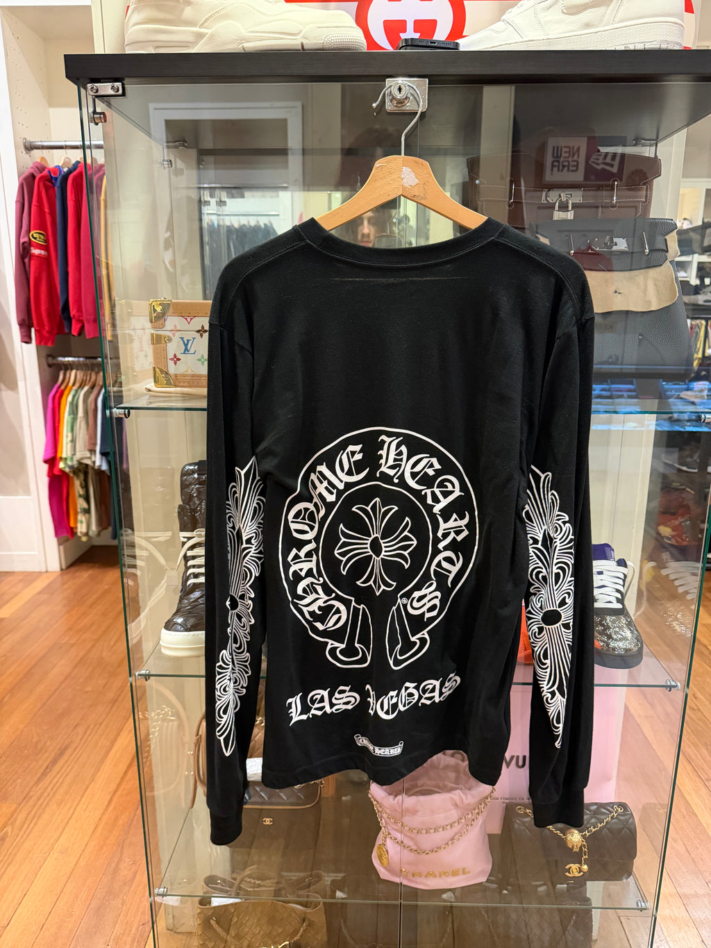 Chrome Hearts Las Vegas Floral Sleeve Horseshoe LS Shirt - Black