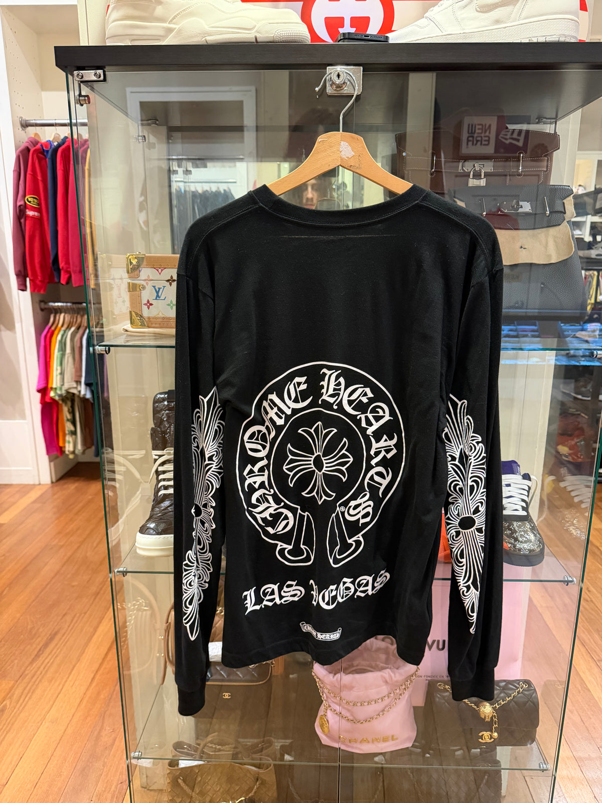 Chrome Hearts Las Vegas Floral Sleeve Horseshoe LS Shirt - Black
