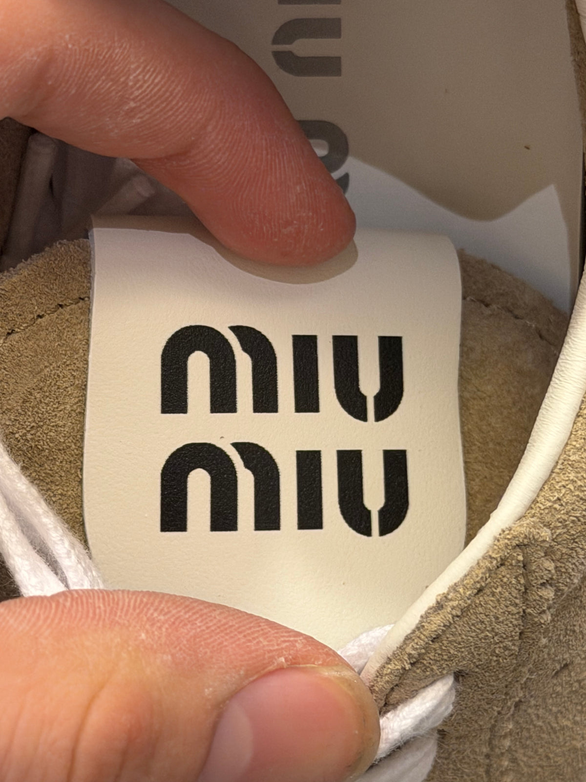Miu Miu Plume Suede Sneakers - Desert Beige
