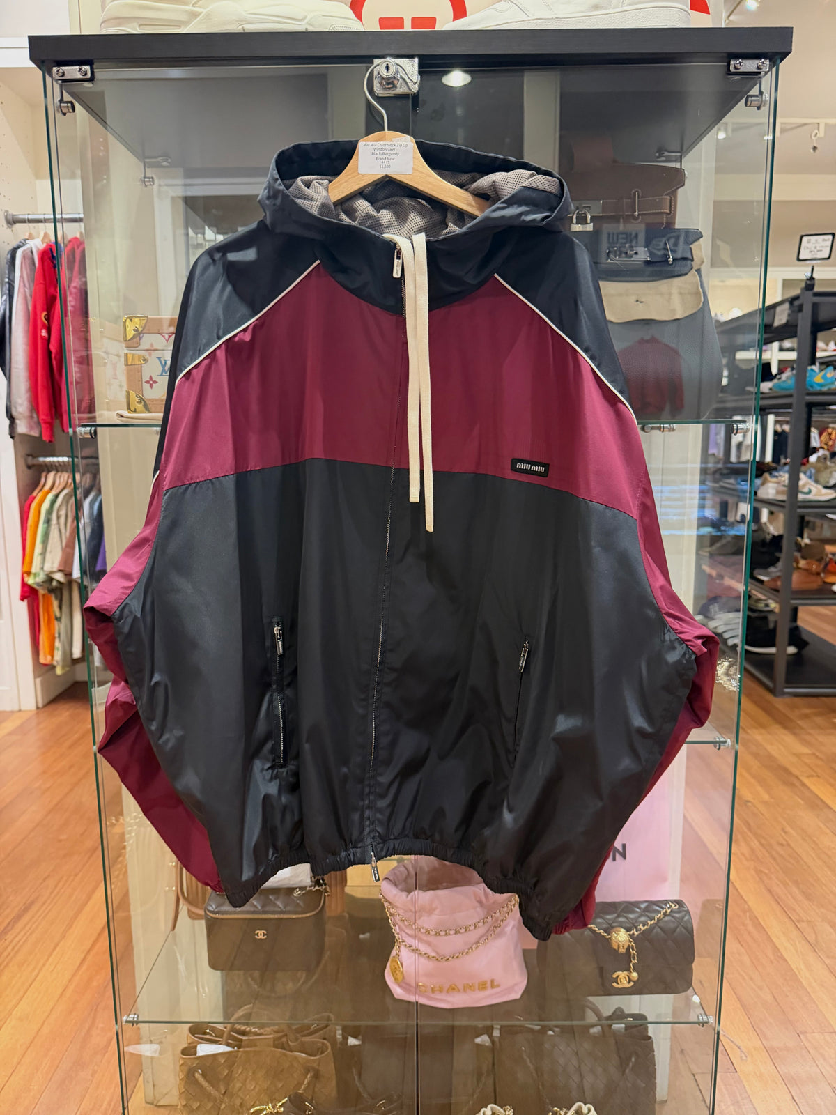 Miu Miu Colorblock Zip Up
Windbreaker - Black/Burgundy