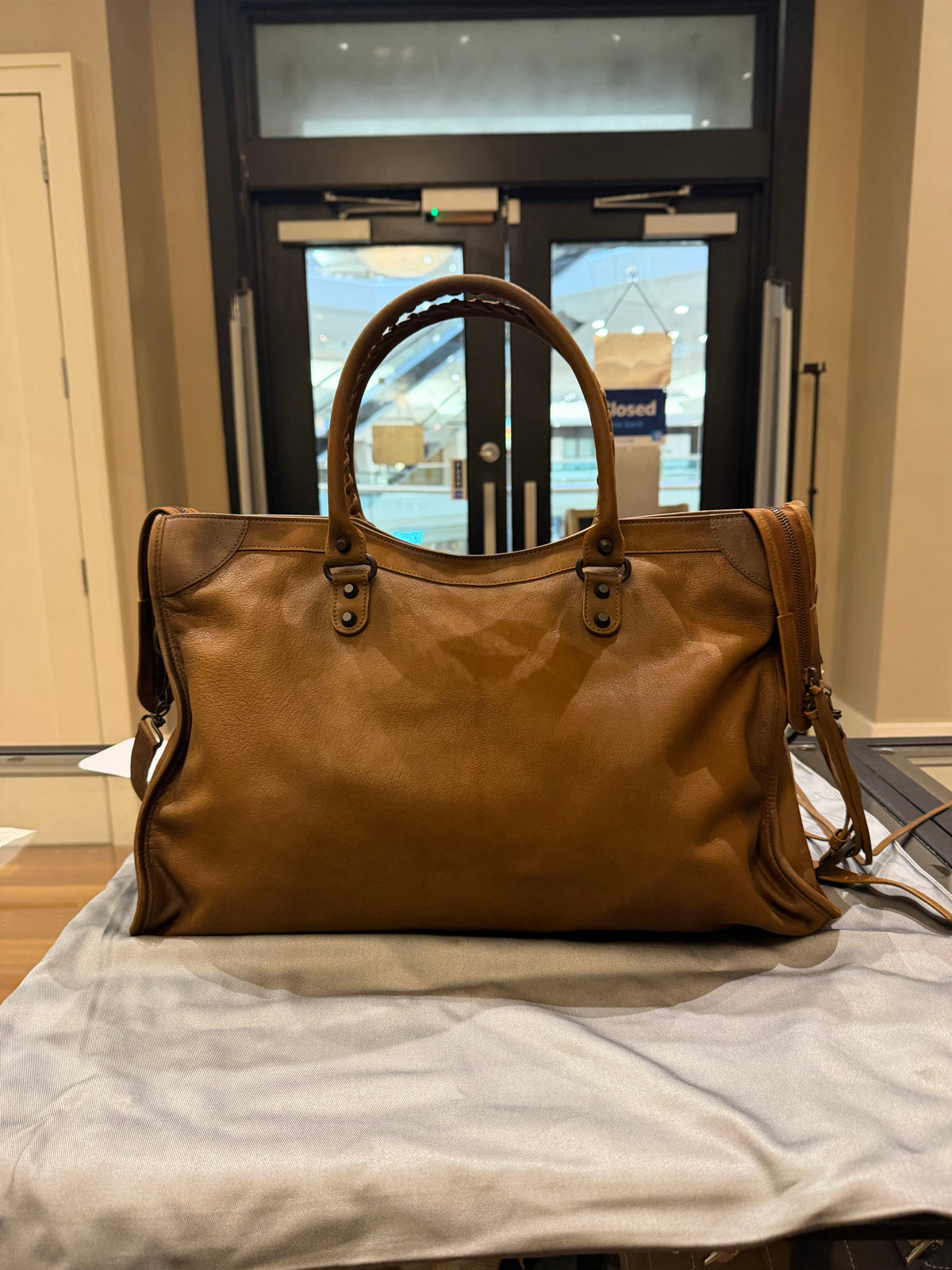 Balenciaga Large Le City Bag  - Brown Caramel Goat Leather