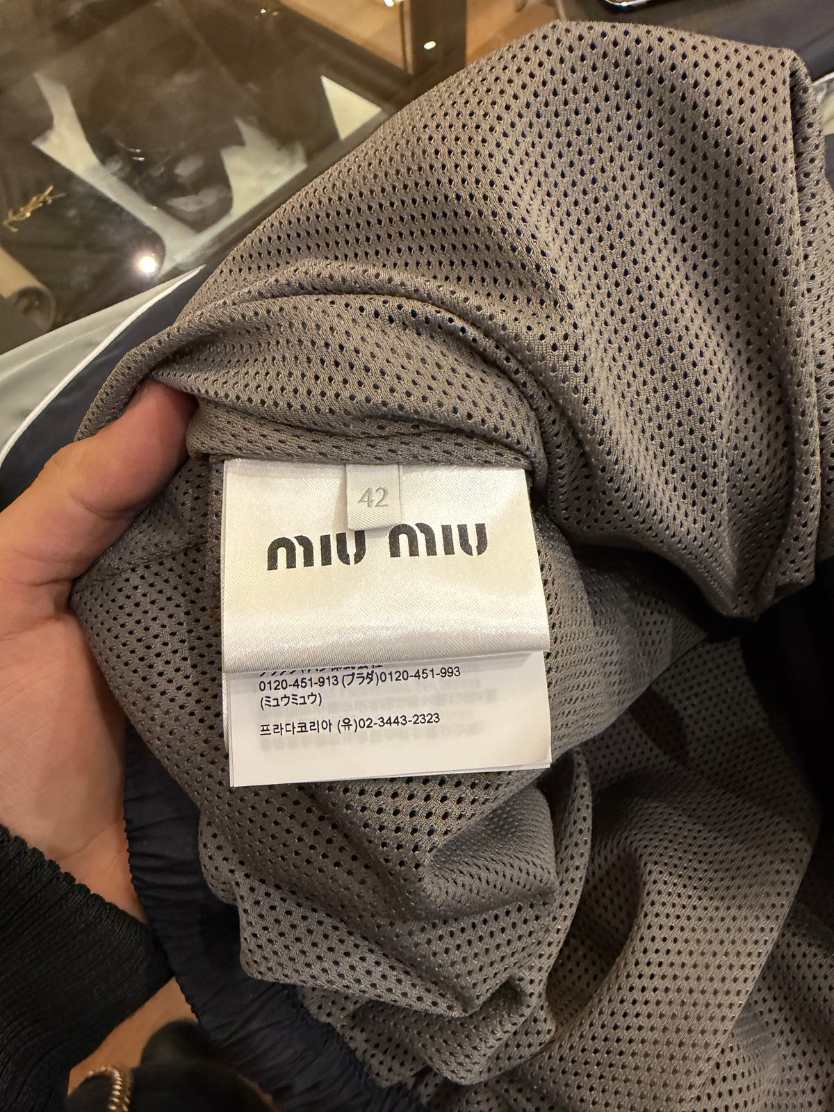 Miu Miu Colorblock Zip Up Windbreaker - Navy/Silver