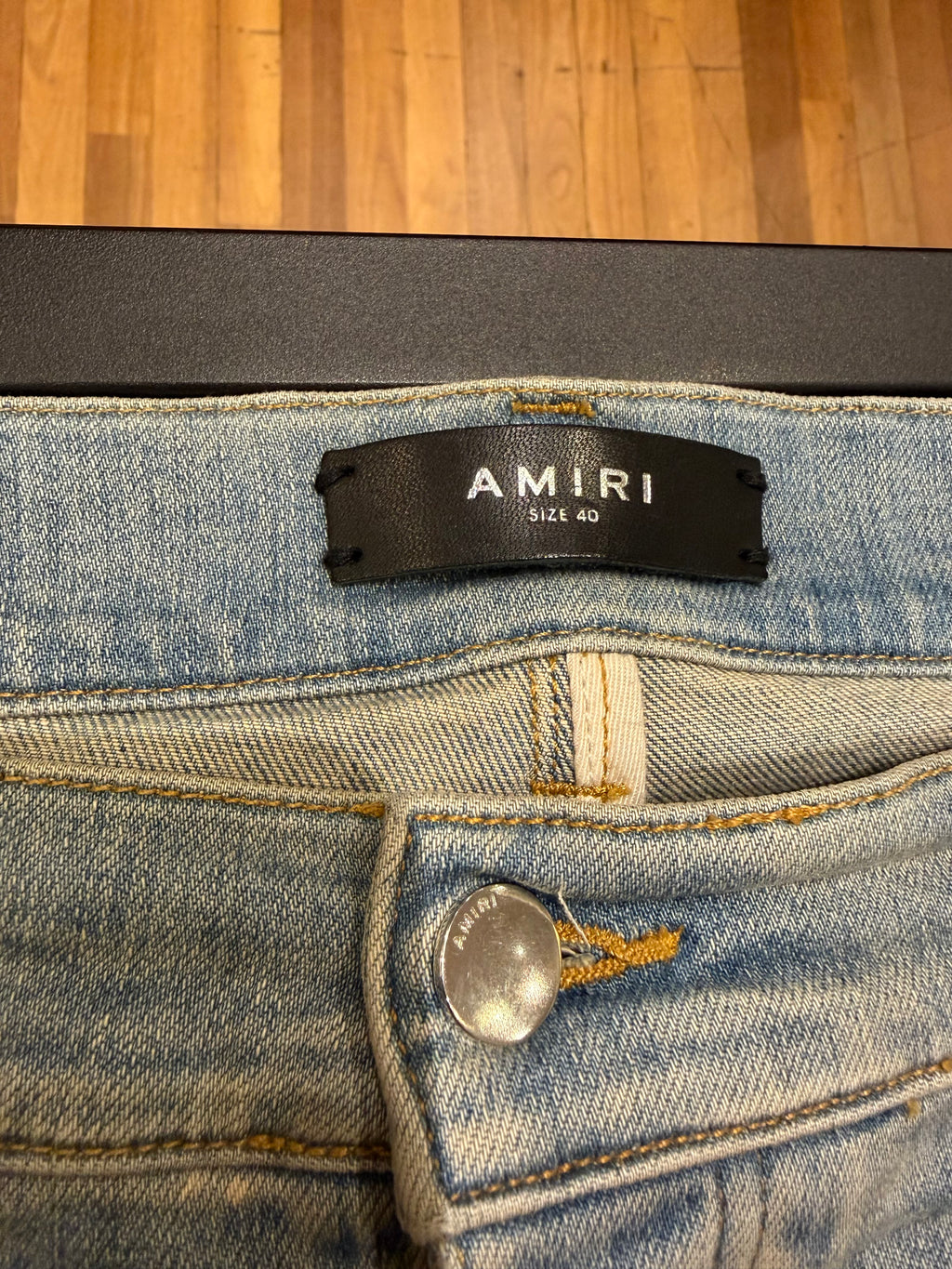 Amiri MX1 Distressed Skinny Jeans - LightWash/Zebra Patches