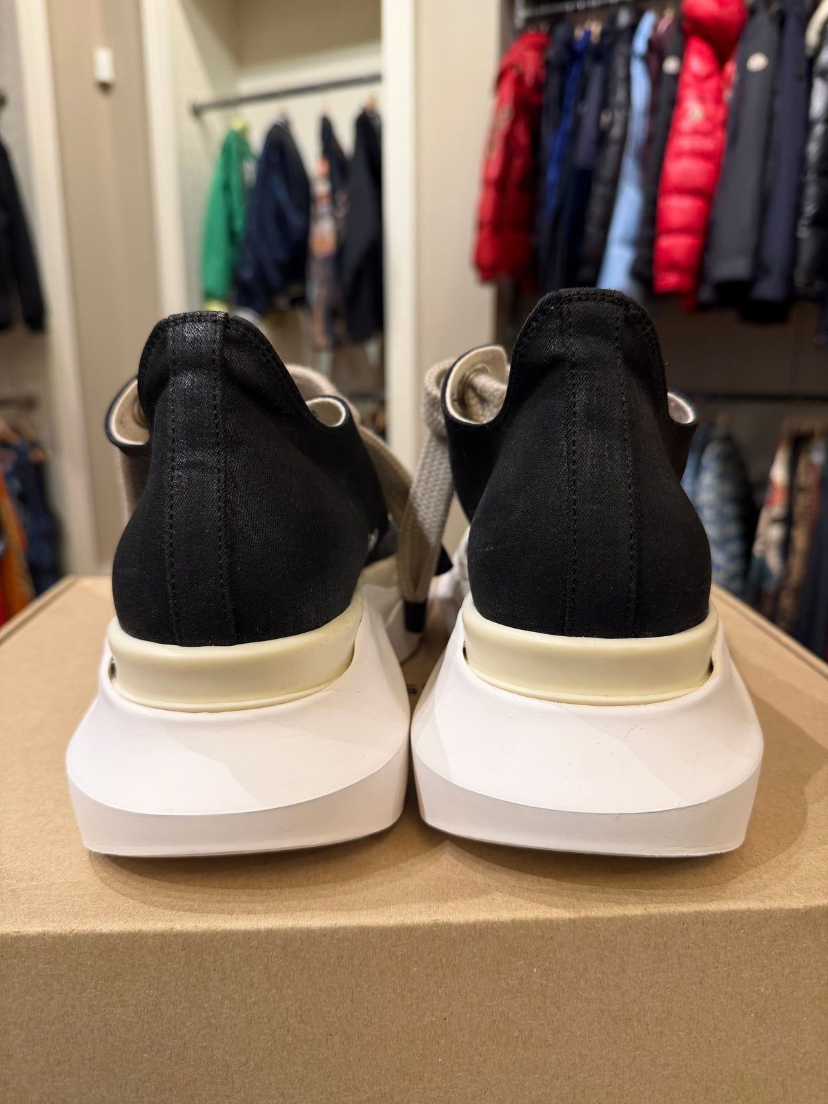 Rick Owens DRKSHDW Jumbolace Abstract Low Sneaker - Black & Milk