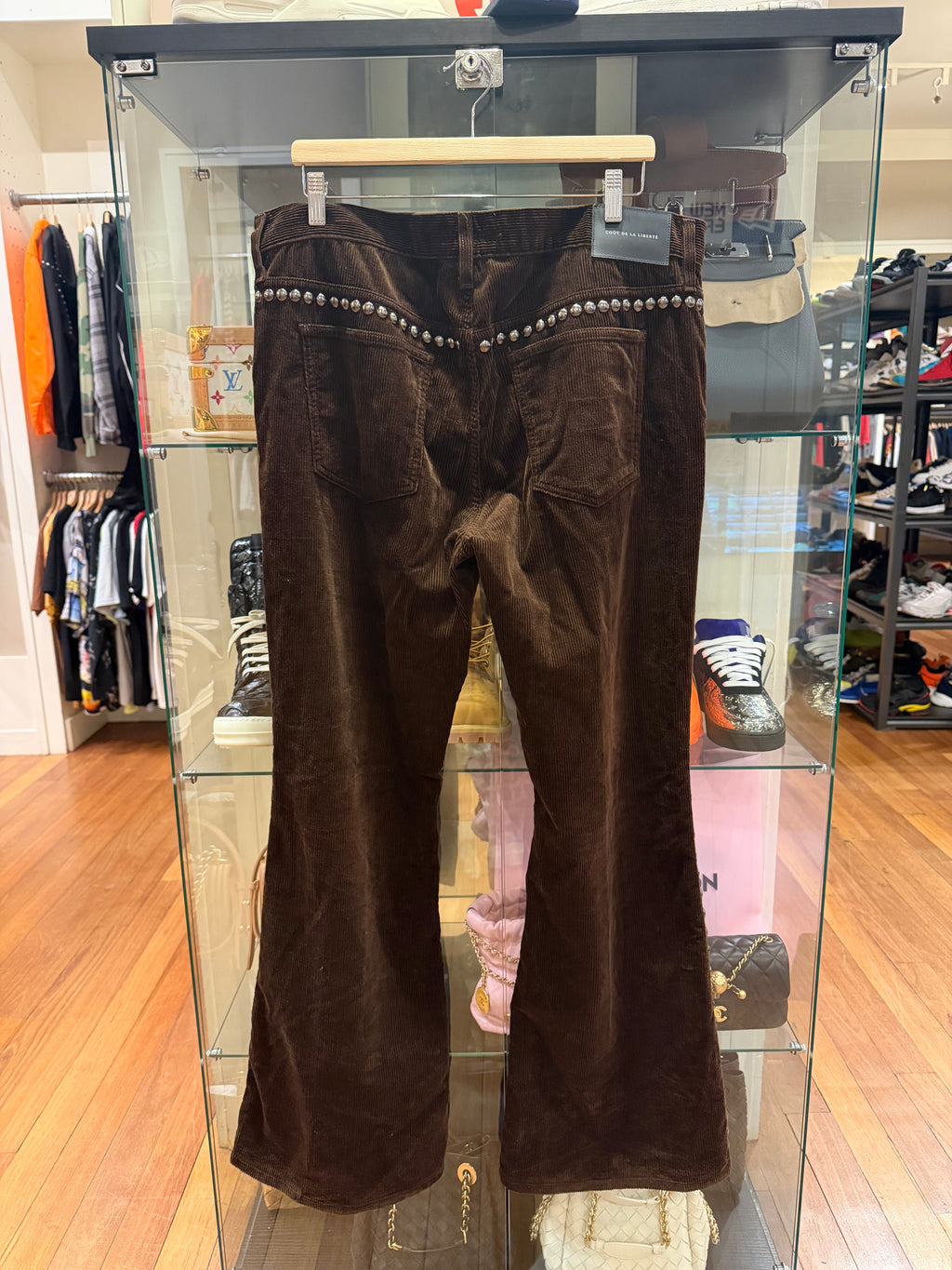 Coût De La Liberté Jimmy Studs Stretch Corduroy Flare Pants - Brown