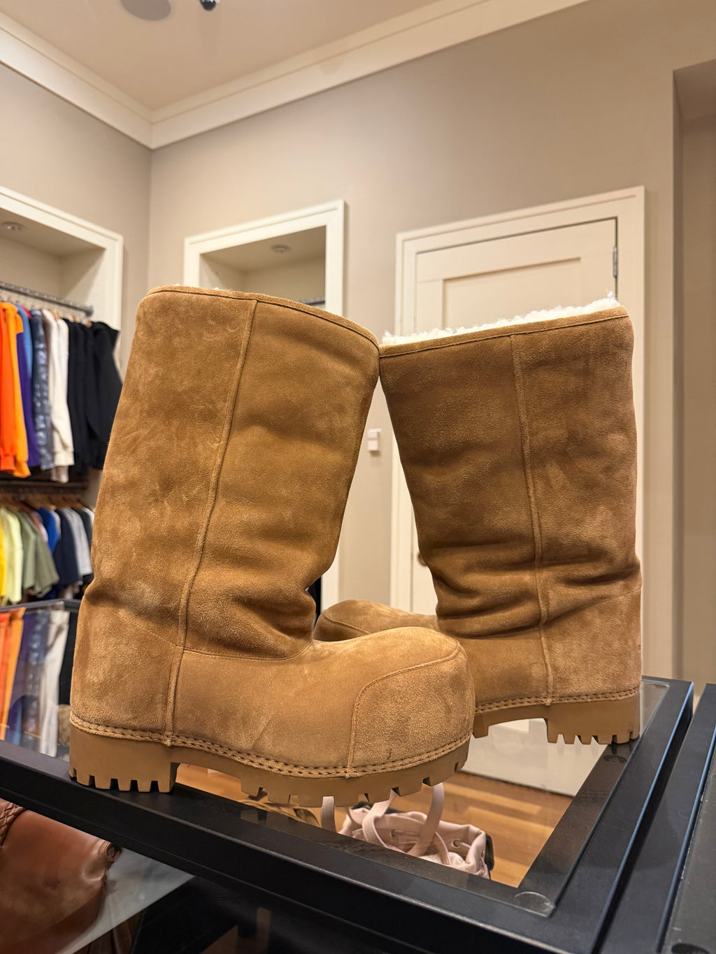 Balenciaga Alaska Fur Boots - Brown