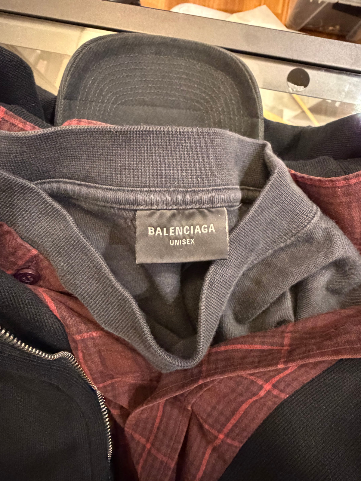 Balenciaga Unity Sports Layered Flannel Shirt Hoodie