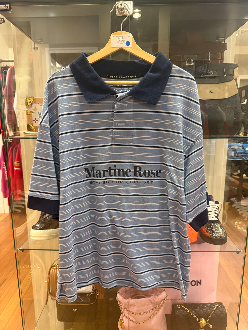 Martine Rose Striped Polo
Shirt - Blue