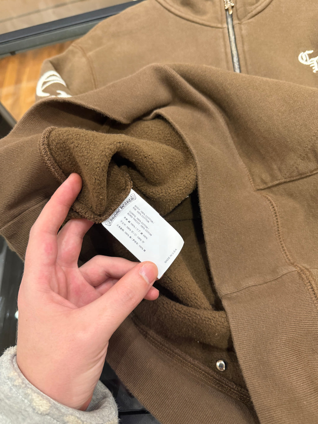 Chrome Hearts ‘Slo Ride’ Cashmere embroidered quarter zip - brown
