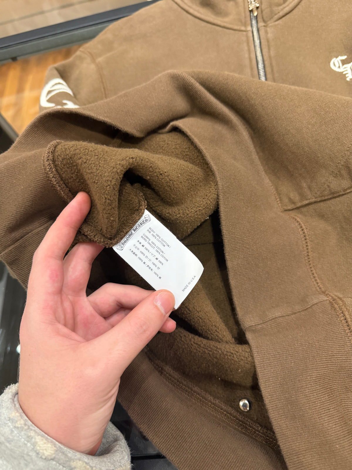 Chrome Hearts ‘Slo Ride’ Cashmere embroidered quarter zip - brown